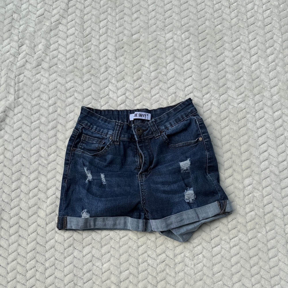 Old Navy Dark Blue Distressed Denim Shorts